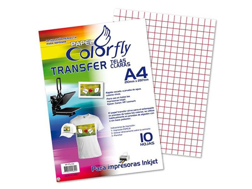 Papel Transfer A4 X10h P/ Prendas Claras Camisetas Disershop