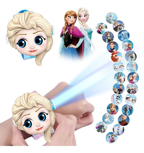 Reloj Proyector Frozen Con Imágenes Para Ver En Mesa O Pared