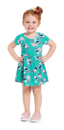 Vestido Bebê Brandili Menina Estampado 34294 - Tam 1 2 3