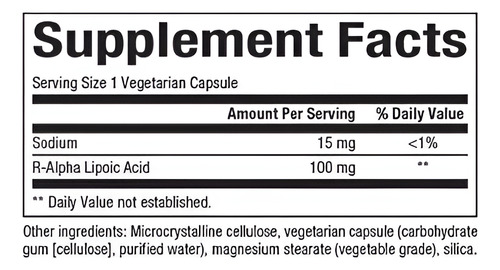 Acido Rlipoico 100 Mg 60 Vcap Natural Factors Sin Sabor