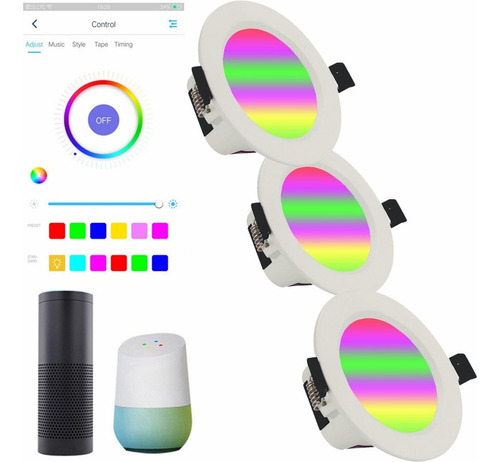 Kit De 3 Lámparas Led Smart Wifi 5w Spot Luz Multicolor L