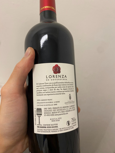 Vino Tinto Lorenza De Goyenechea Cabernet Franc - Pack X 6u