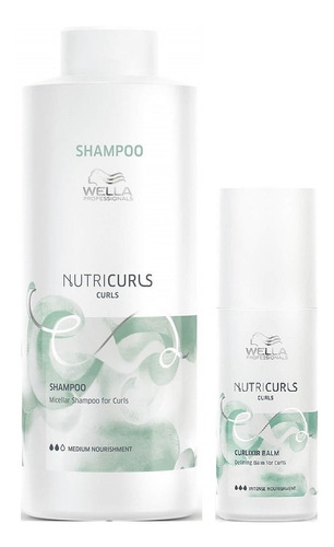 Shampoo Para Rizos 1000ml + Bálsamo 150ml Wella Nutricurls