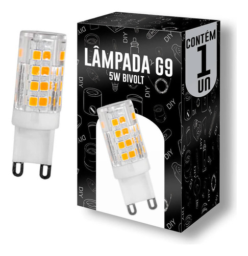 Kit 2 Lâmpada Led Bipino G9 5w 2700k - Bivolt Cor da luz Branco-quente 110V/220V