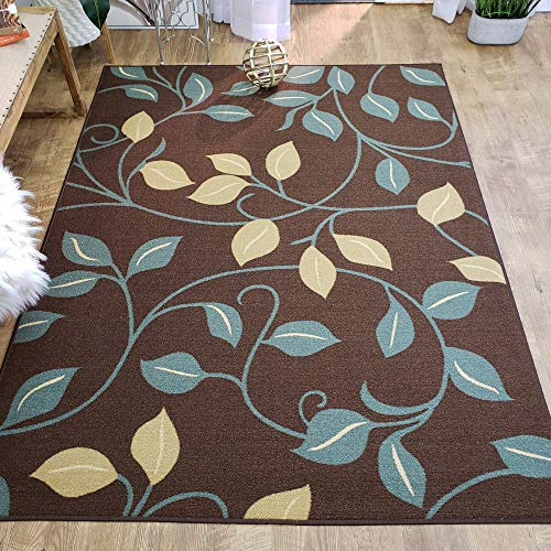 Manta De Área De 3x5 Brown Floral De La Cocina Alfombras Y T