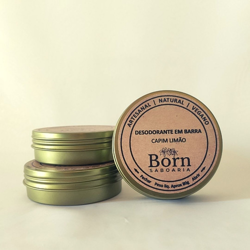 3 Desodorantes Natural E Vegano Capim Limão - Born Saboaria