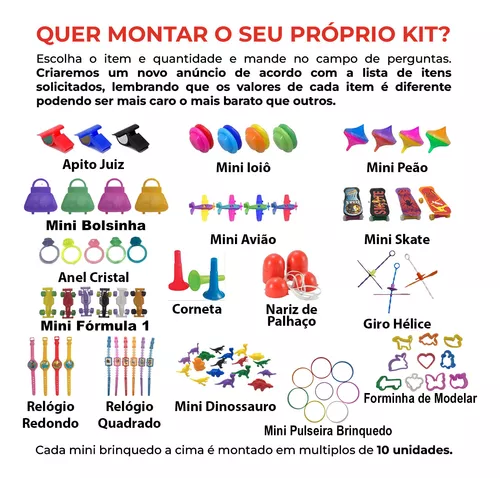 Kit 25 Mini Pião Peão Brinquedo Surpresa Festa Lembrancinha Dia das  Crianças