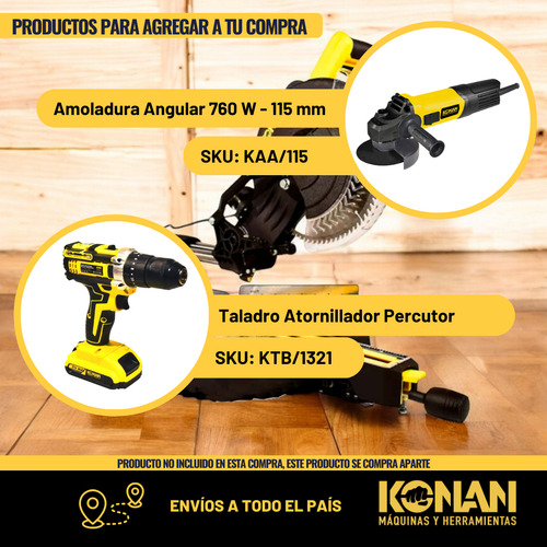 Sierra Ingletadora 255mm 1800w Telescópica Konan Taller