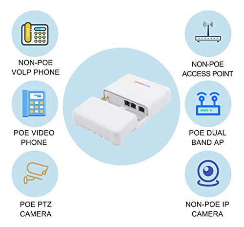 Switch/extensor/amplificador Poe De 3 Puertos Centropower,