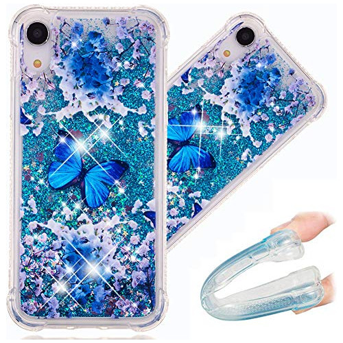 Cotdinforca iPhone XR Case, 3d Cute Painted Glitter Liquid S