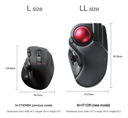Elecom M-ht1drbk Trackball Mouse Inalámbrico - Extra Grande