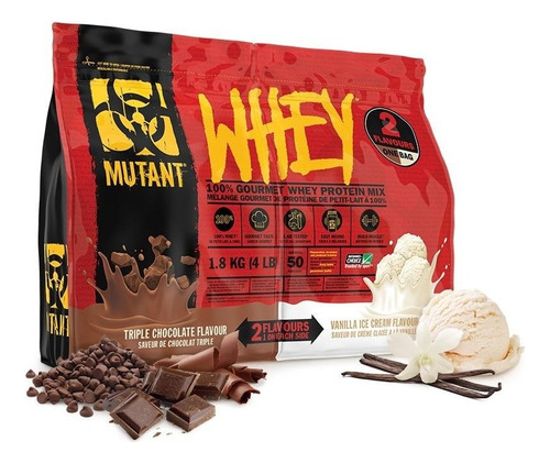 Proteina Mutant Whey Dual 4 Libras 2 Sabores 50 Servicios Sabor Triple Chocolate Y Vainilla Ice Cream