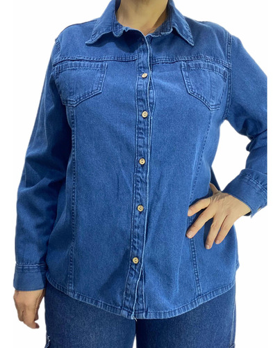 Camisa De Jean Azul Claro Xl Amplio Entallada