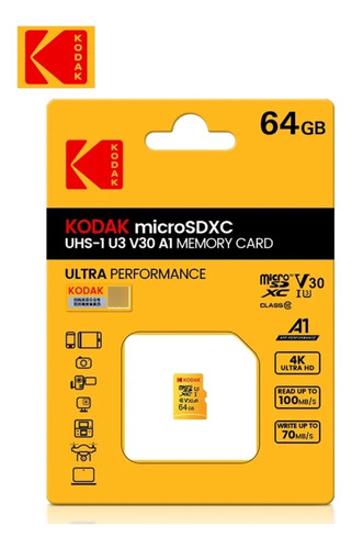 Tarjeta Memoria Micro Sd De  64 G / Kodak / 4 K / Milenoil 