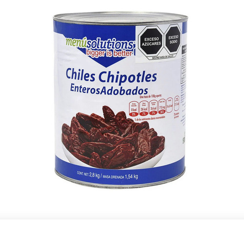 Chiles Chipotles Enteros Adobados Menu Solutions 2.8 Kg