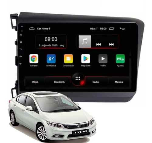 Imagem 3 de 9 de Multimidia Civic 2015 2016 Android 10 Gps Bt Wifi Cam Ré