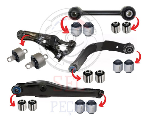 Kit Buchas Braço Bandeja Suspensao Traseira Jeep Compass