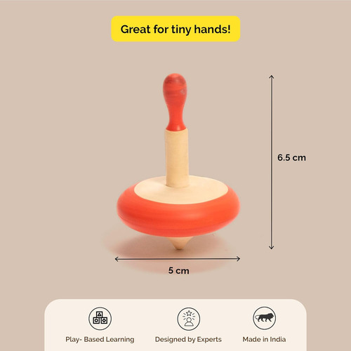 Shumee Juego De 3 Peonzas De Madera Hechas A Mano (rojo, ...