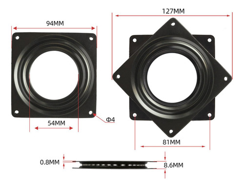 Placa De Cojinete Giratoria De Metal, Base De 4 Pulgadas