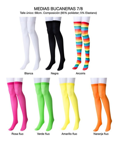 Imagen 2 de 10 de Medias Bucaneras Rayadas Arcoiris Colores Disfraz Halloween