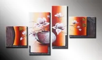 Comprar Cuadros Florales Pintados A Mano En Tela Modernos Tripticos