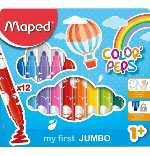 Marcador Escolar Maped Color Peps My First Maxi Jumbo 12 Un