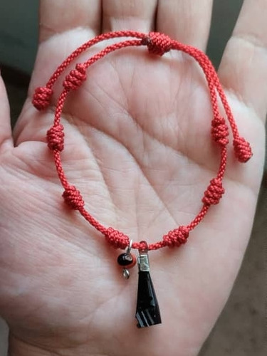 Pulsera 7 Nudos Con Azabache Y Peonía ( 5 Pulseras Por 5$)