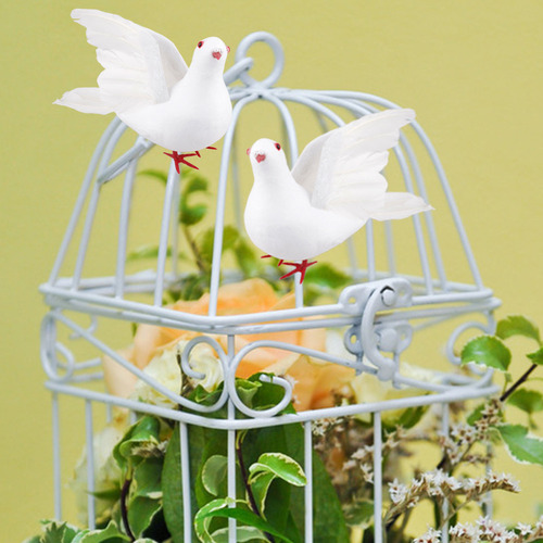 Adorno Artificial Con Forma De Paloma Blanca Falsa Para Deco