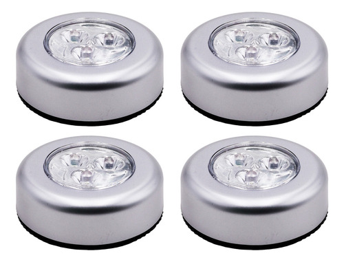 Lampara Led Bajo Mesada Alacena Con Adhesivo On/of Pack X 4 Estructura Plateado
