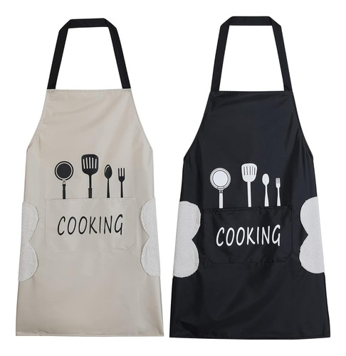 Agirlvct 2 Pack Delantal De Cocina Con Toallita De Manos, Re