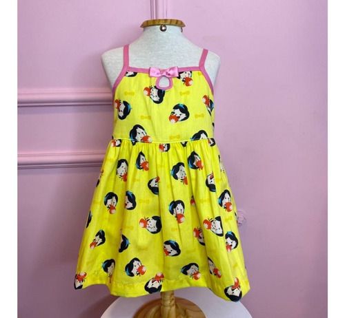 Conjunto Infantil Bebê Vestido + Calcinha Amarelo Estampado