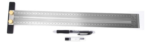 Regla T De Acero Inoxidable Con Lápiz Automático 20 Cm