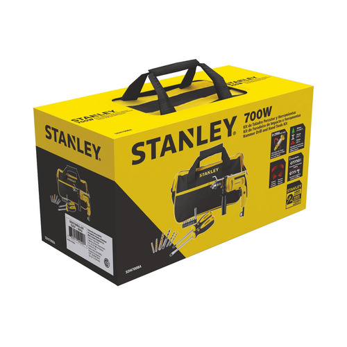 Imagen 3 de 7 de Taladro percutor atornillador eléctrico de 13mm Stanley SDH700BA 700W + accesorios con bolso 220V