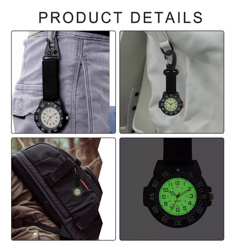 Reloj Con Mosquetón Luminous Compass Para Exteriores, Correa