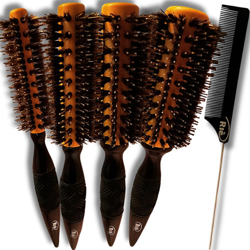 Kit 4 Esc Prof Nano 40,47,57,64 Mm + Pente Rie Salon Pro Cor Dourado-escuro