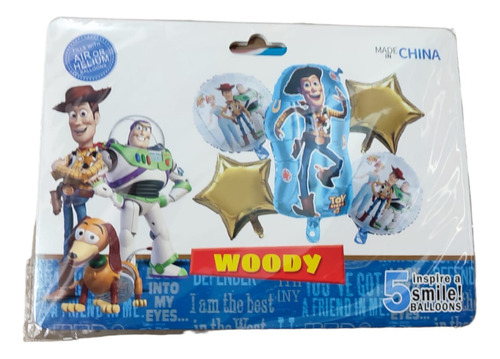 Kit 5 Globos Fiesta Infantil Toy Story Woody