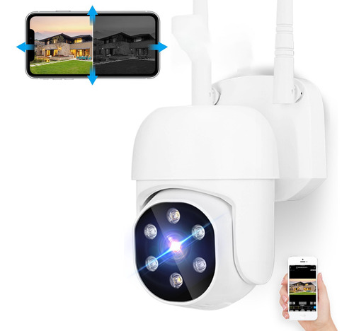 Cámara De Seguridad Exterior Wifi Hd 1080p Con Alarma 10 Led