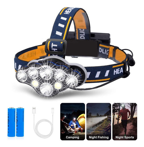 Faro 8led Mazorca Impermeable Alto Brillo Zoom Camping Pesca