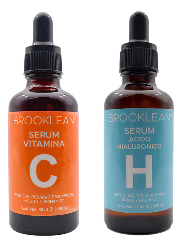 Kit De Serum Facial Vitamina C + Serum Hialuronico Brooklean Momento De Aplicación Día/noche Tipo De Piel Todo Tipo De Piel