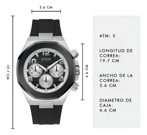 Pulseira masculina original da Guess, cor preta/prata
