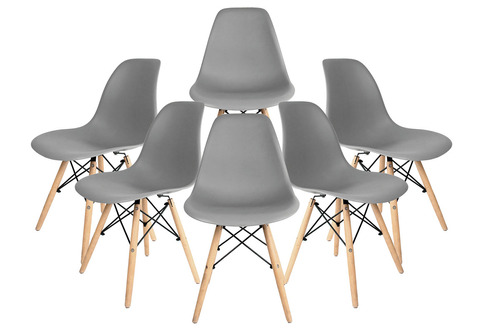 Kit De 6 Sillas Eames Moderna Minimalista Silla Comedor Gris