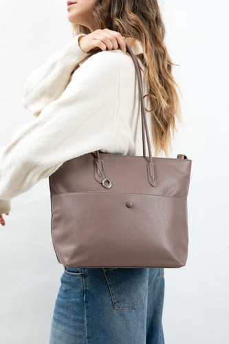 Cartera Pu Con Asa Fija La Chapelle Chocolate Lisa Níquel Chocolate