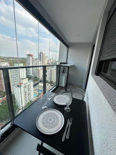Apartamento Studio 28 Metros Mobiliado Completo À 100mts Metrô Brooklin
