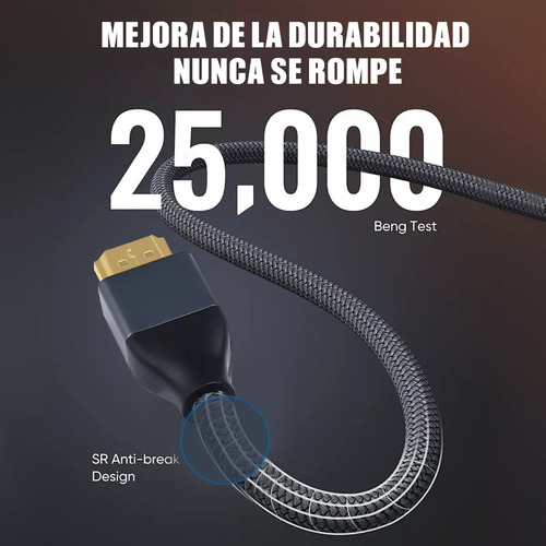 Cabo HDMI 4K Cabo HDMI para TV Entrada HDMI Conector HDMI 2 metros Cabo HDMI 2.1 Vídeo completo 4k 120 hz 8k 60 hz 48 gbps para laptop Ps5 Xbox Silver Tv Jeeyee