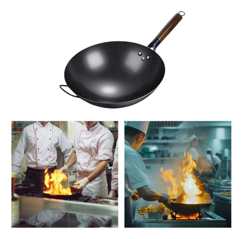 Sartén Wok Sartén Antiadherente Con Mango 34 Cm Con Oreja