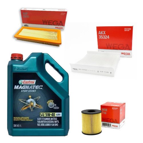 Kit 3 Filtros + 4l Aceite Castrol 5w40 Fiat Qubo Wega