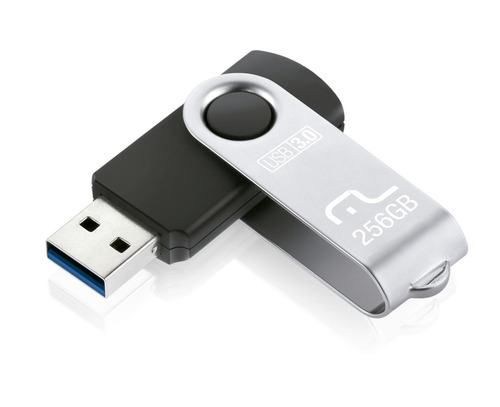 Pendrive Usb 3.0 Twist Preto 256gb Multilaser- Pd692