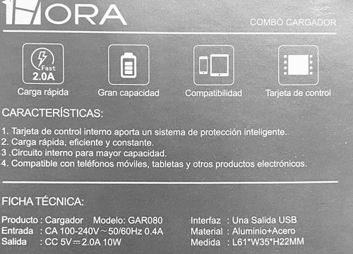 Pack 5 Cargadores 1hora 2a Carga Rapida 10w Con Cable Tipo C Blancos Y Negros