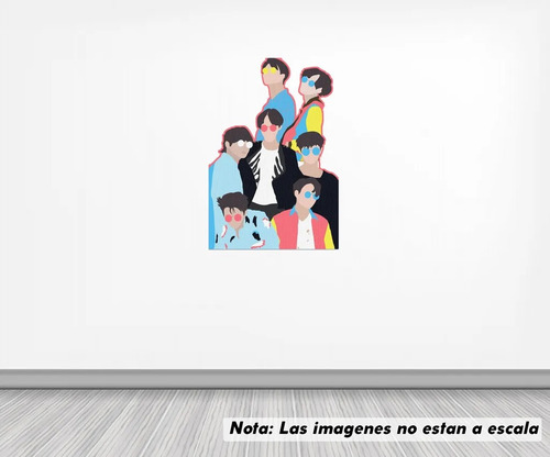 Vinil Sticker Pared 90cm Bts Dibujo Colorido Aesthetic 23a