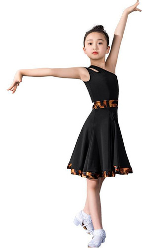 Vestido De Baile Latino Para Niños Con Estampado De Leopardo